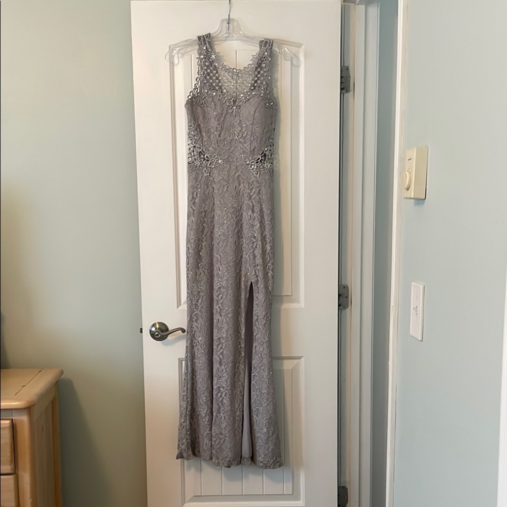 Elegant Gray Lace Gown
